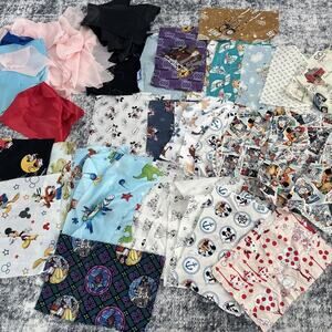 Assorted Disney Classic Characters Fabric Scrap Lot Alice Mickey Mouse Toy Story